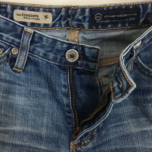 Adriano Goldschmied AG Premiere Skinny Straight Jeans Distressed Ripped Size 25 - Picture 10 of 12